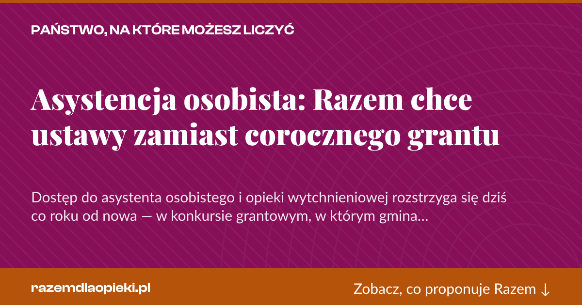 Karta social do udostępnienia: Asystencja osobista: Razem chce ustawy zamiast corocznego grantu