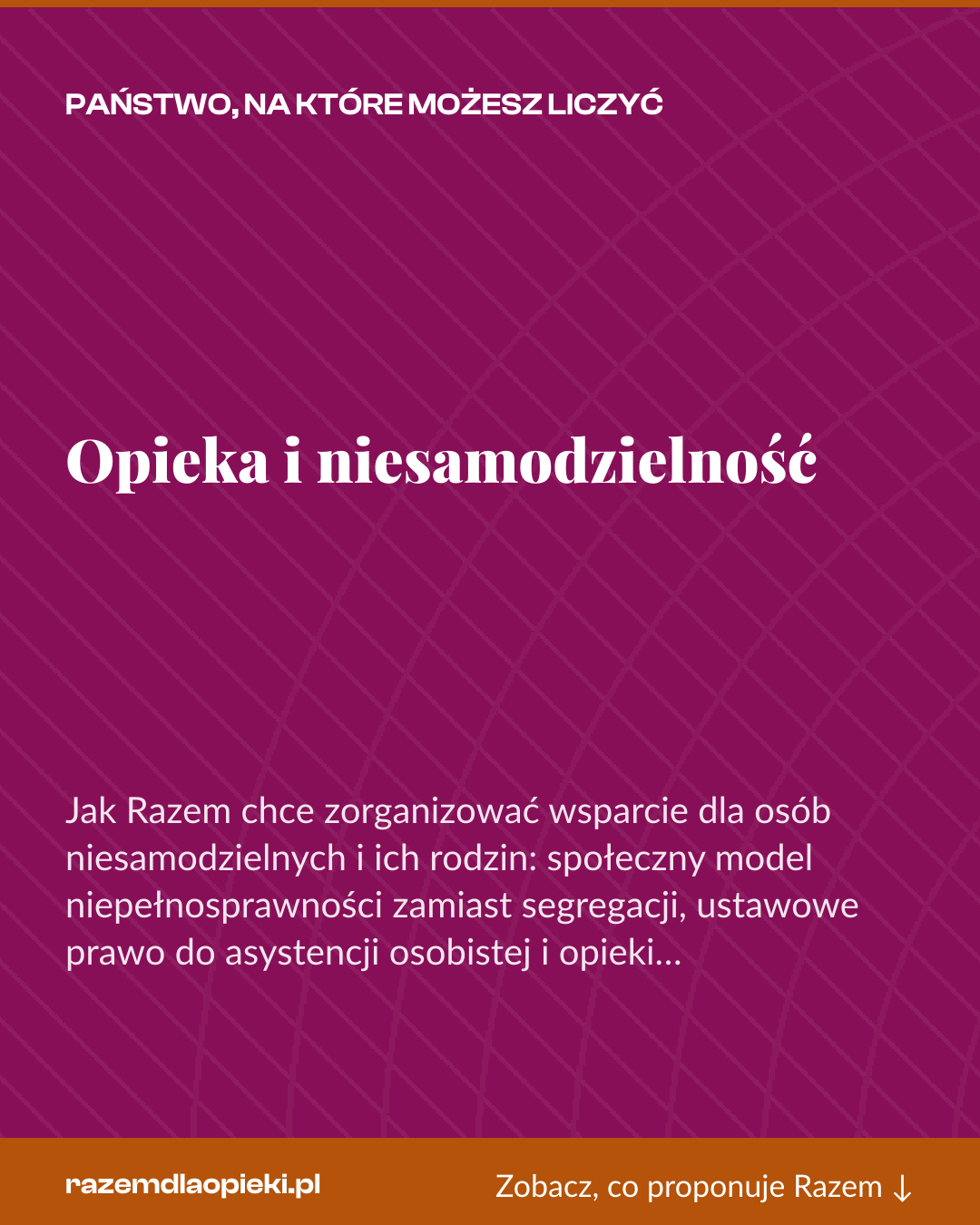 Grafika pionowa do udostępnienia: Opieka i niesamodzielność
